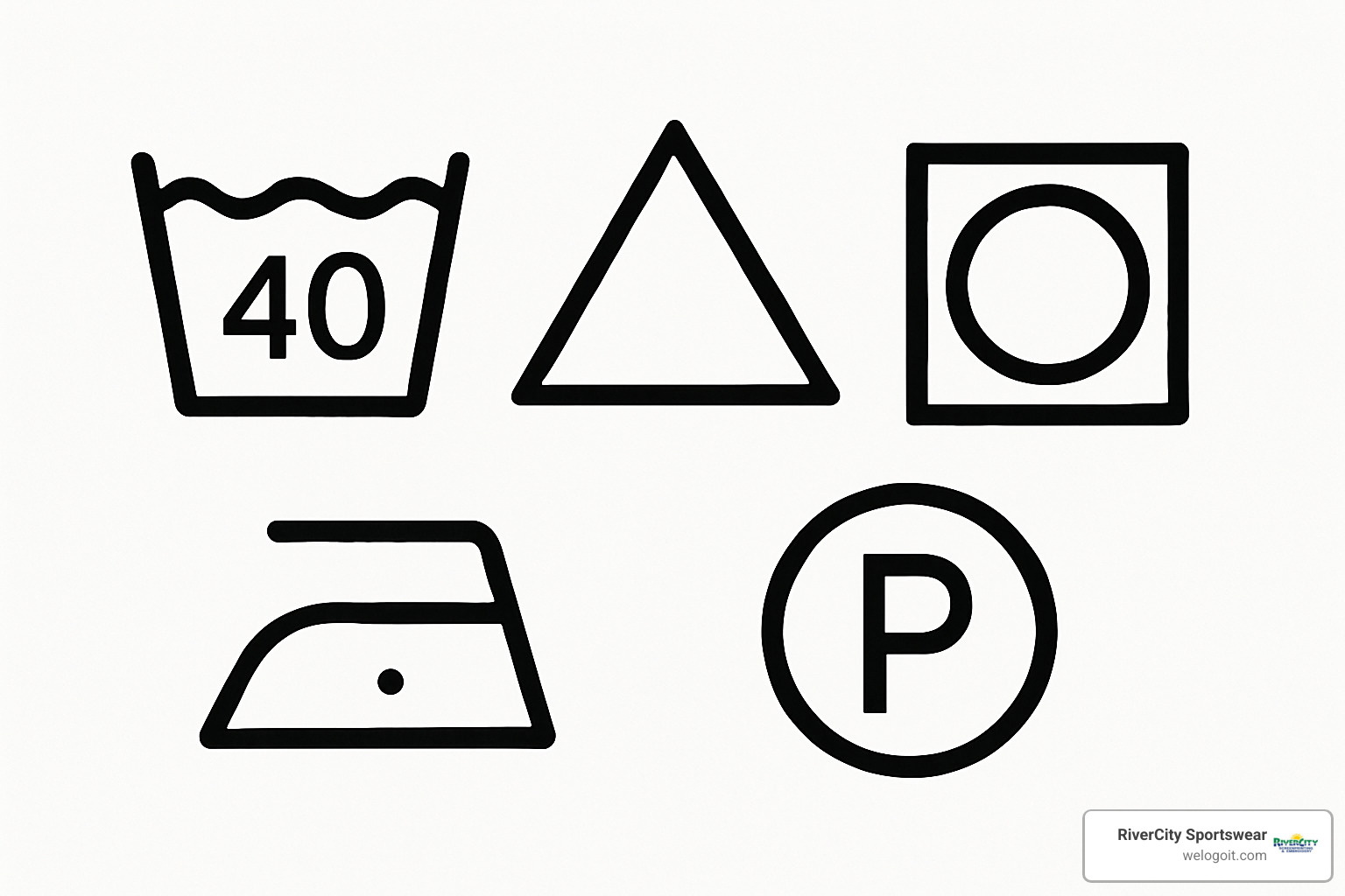 washing care symbols - chef coat embroidery