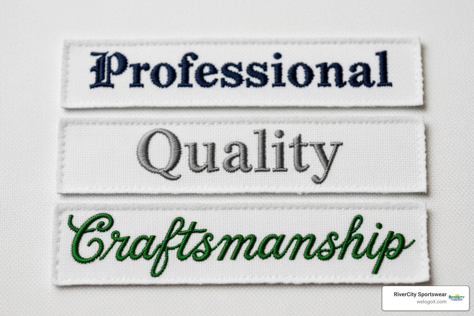 Image comparing professional font styles like Helvetica, Times New Roman, and a simple block font for embroidery - medical student white coat embroidery