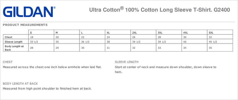 Hi-Viz Longsleeve T Size Chart