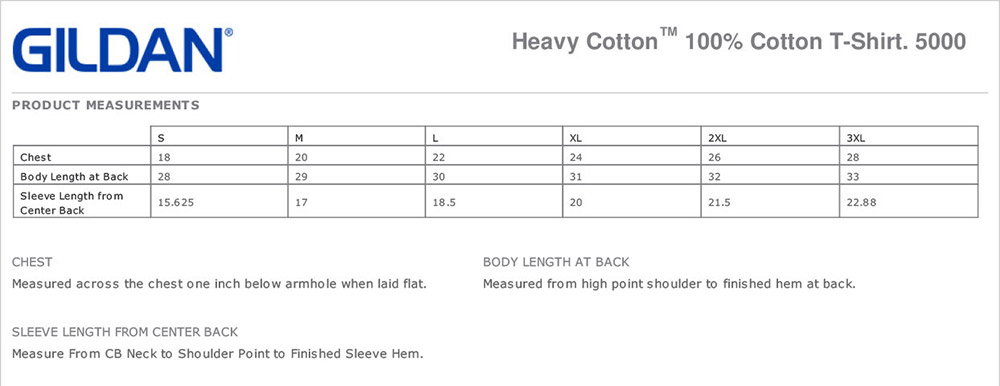 Hi-Viz Short Sleeve T Size Chart