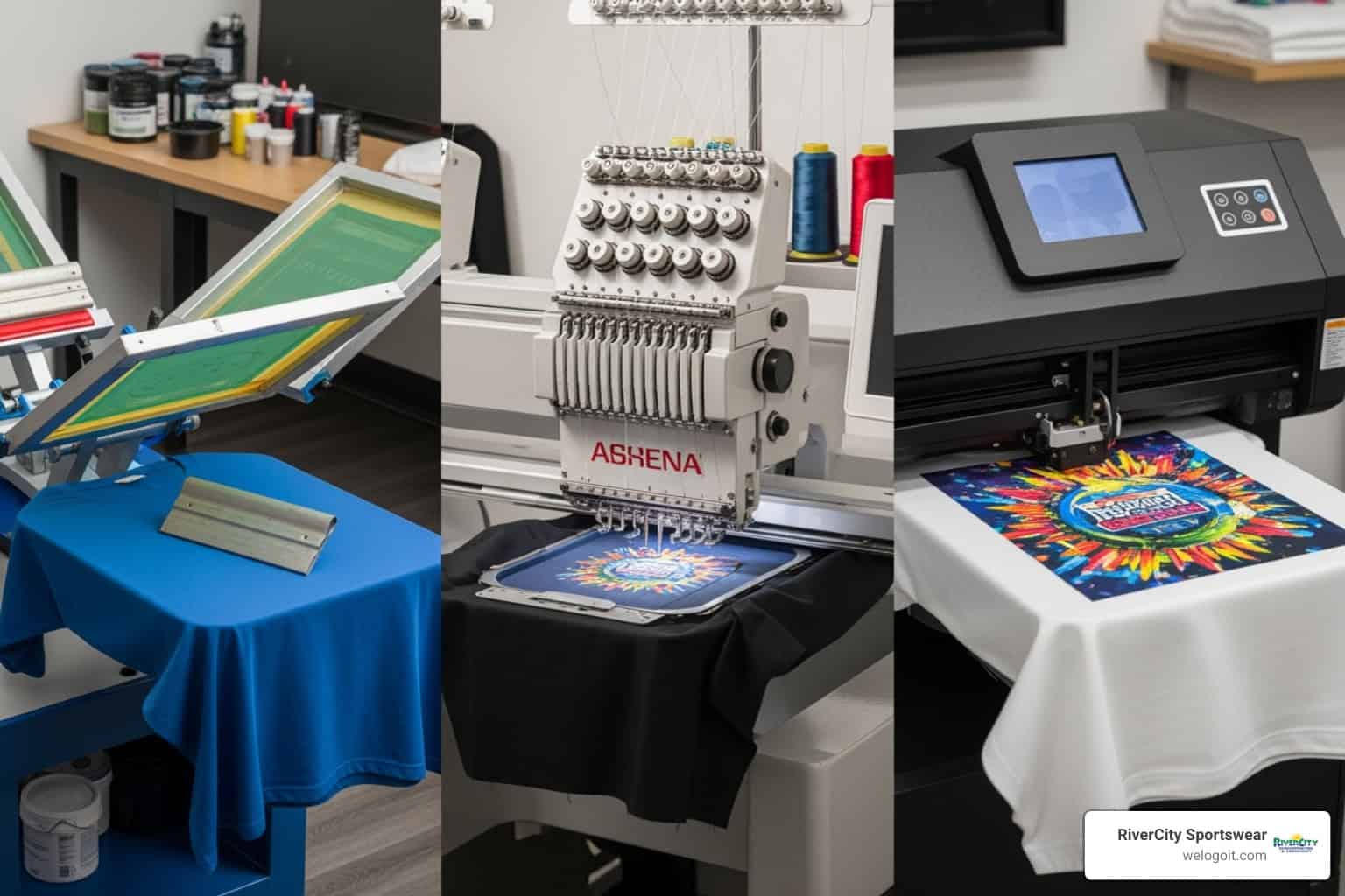 Different apparel customization techniques including screen printing, embroidery, and direct-to-garment (DTG) - t shirt screen printing san antonio tx