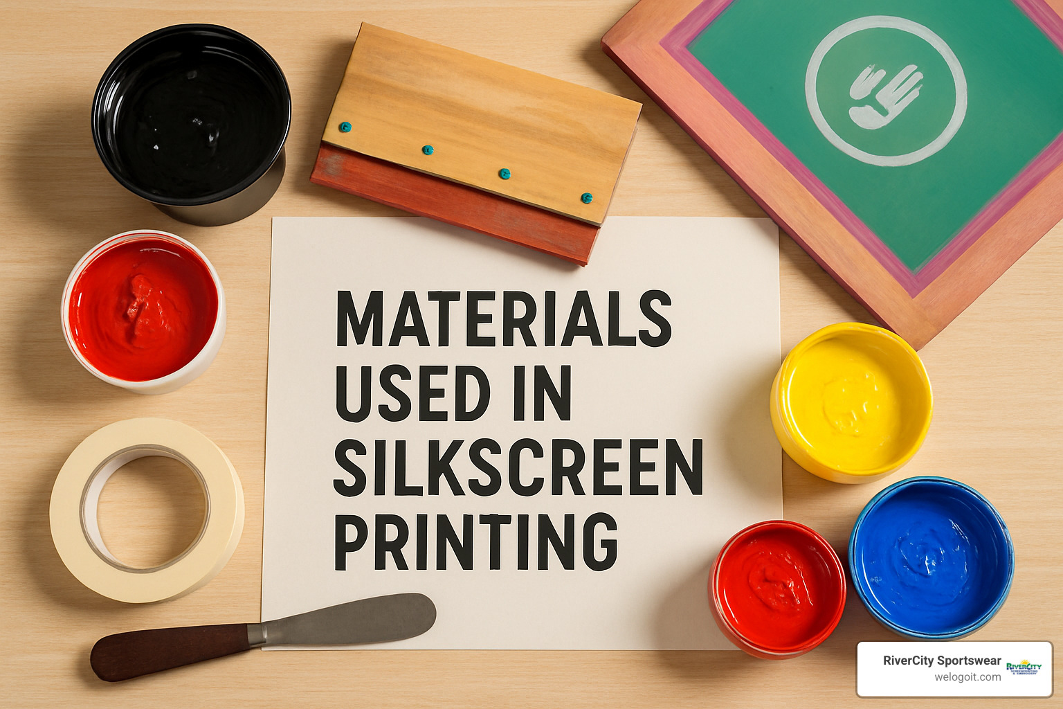 screen printing accessory toolkit on cart - materials used in silkscreen printing