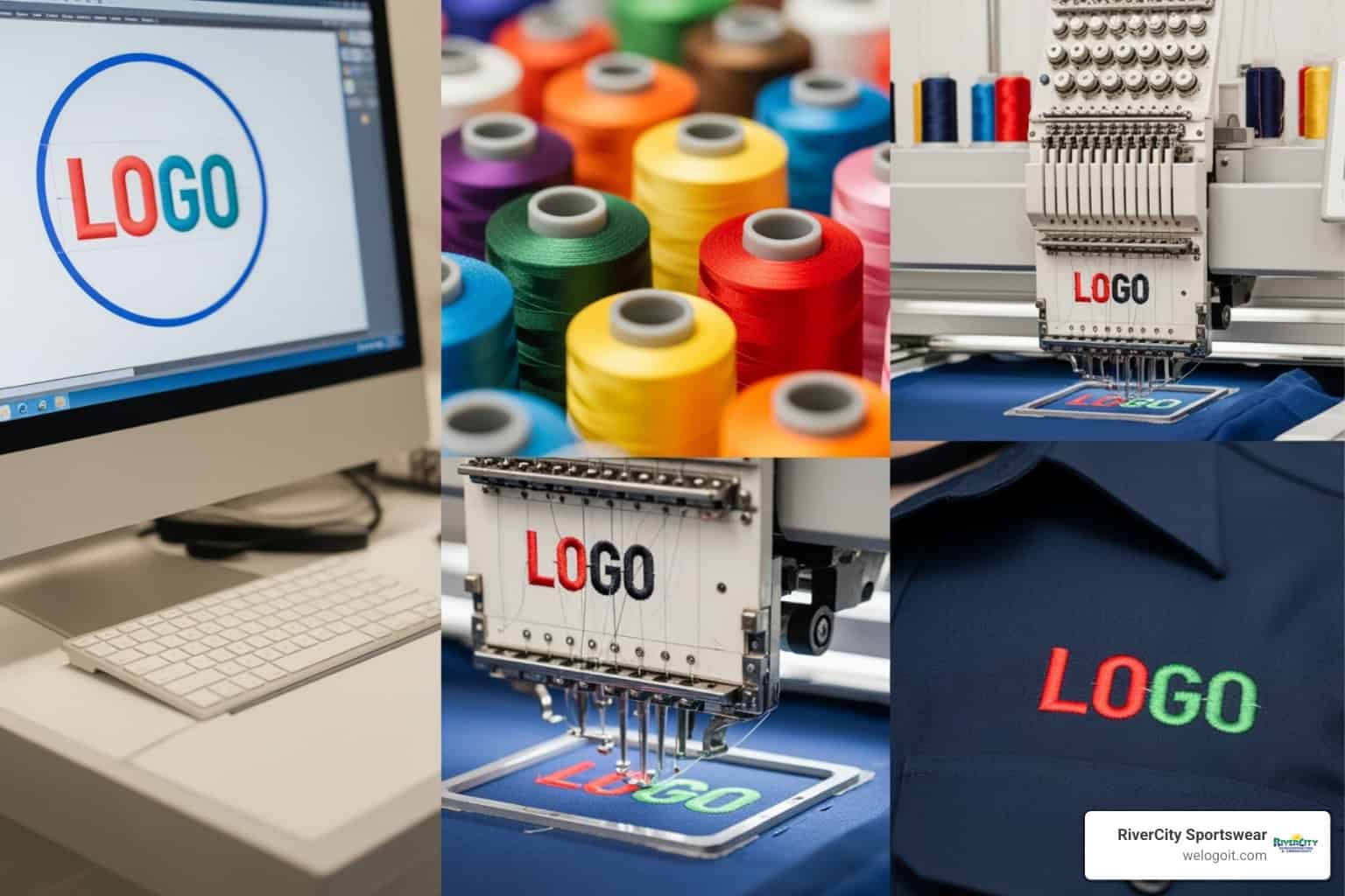 Vector logo design and embroidery screenprinting at Rivercity Screenprinting.