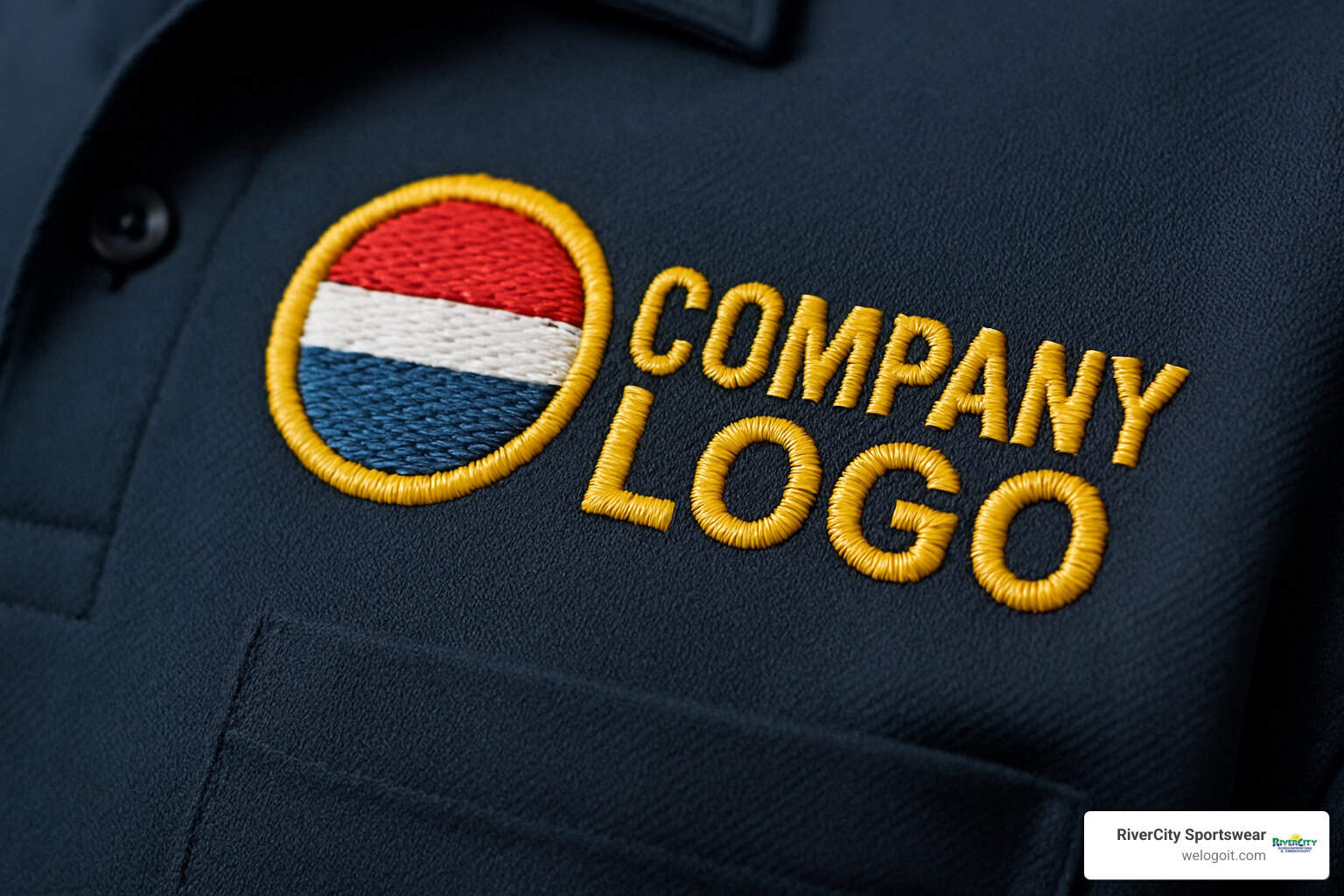 close-up embroidered logo stitching - embroidered uniforms