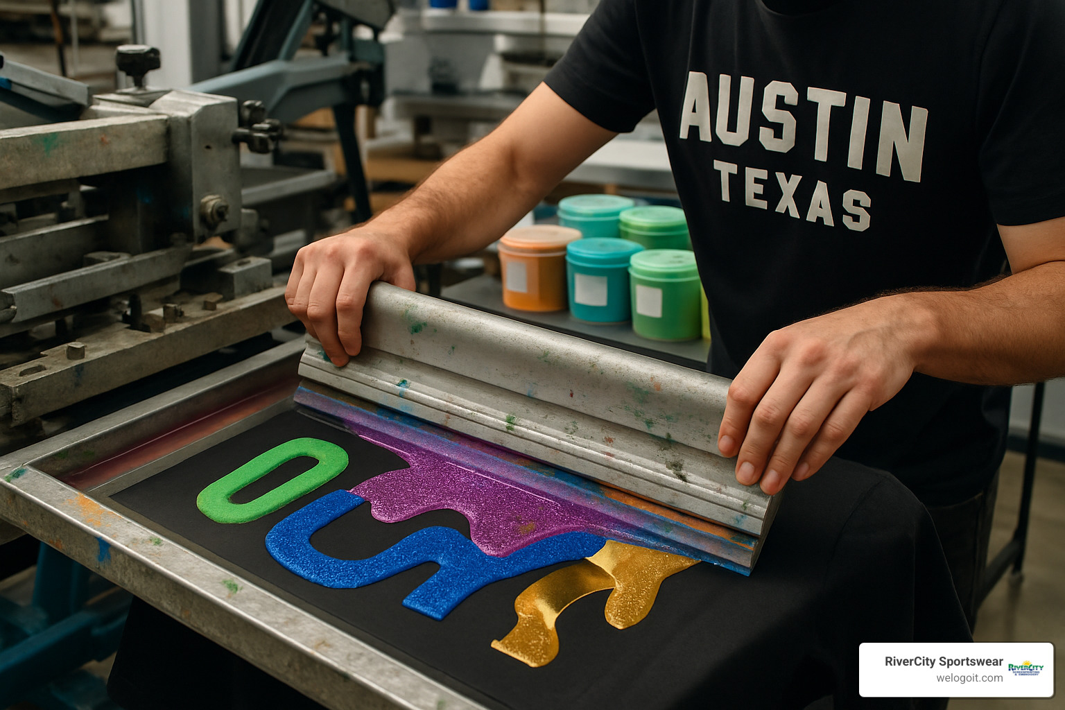 Advanced screen printing techniques and specialty inks available in Austin - Austin screen printing shop
