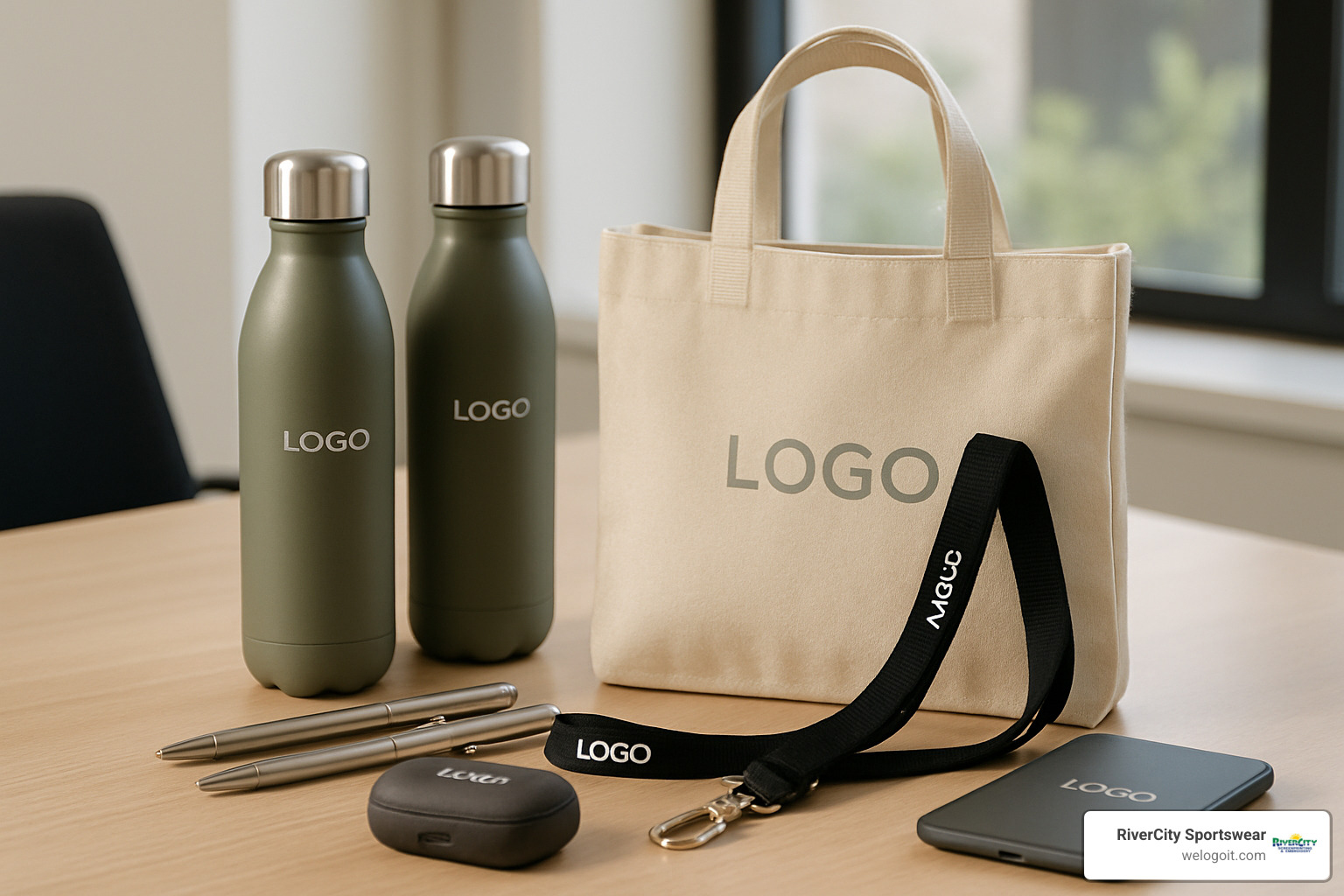 collection of premium branded merchandise items for corporate events - branded merchandise for corporate events
