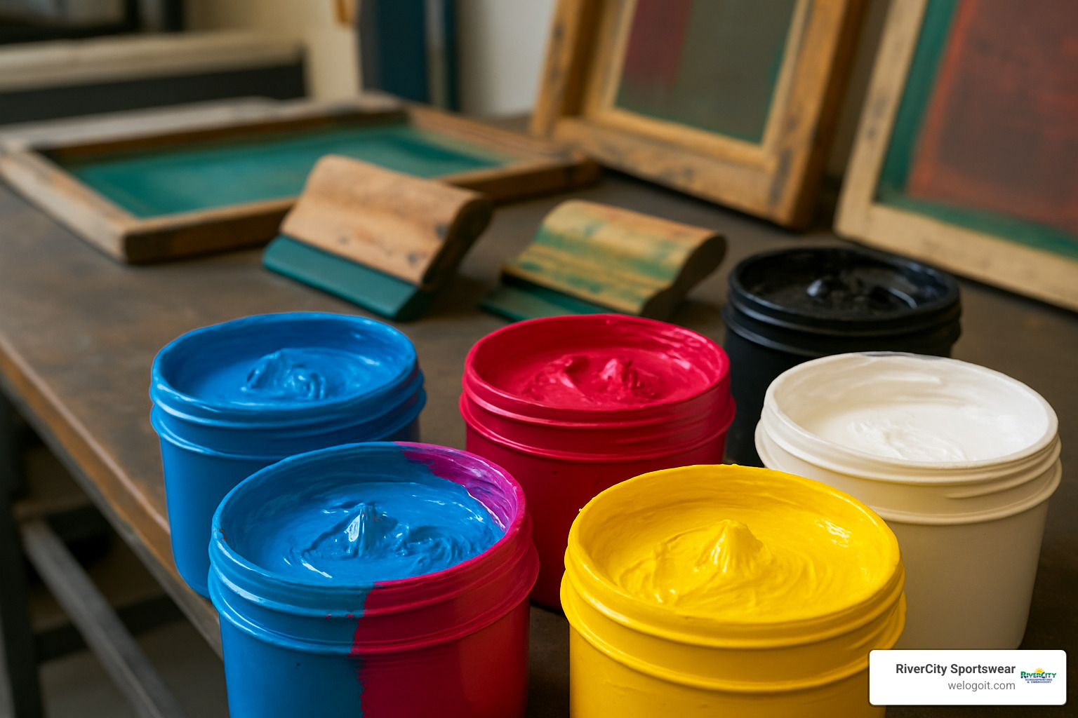 multicolor screen printing ink jars - materials used in silkscreen printing